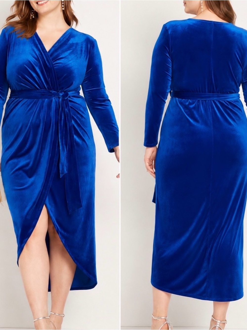 Eloquii Velour Wrap Style Dress